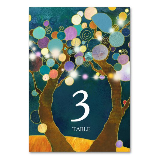 生命の木のティール（緑がかった色）結婚のテーブル番号 テーブルナンバー (正面)