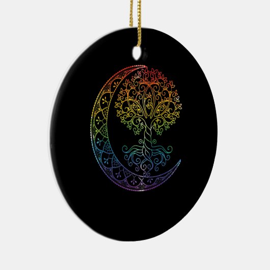 生命の木の三日月の位相マンダラヨガギフト セラミックオーナメント (右)