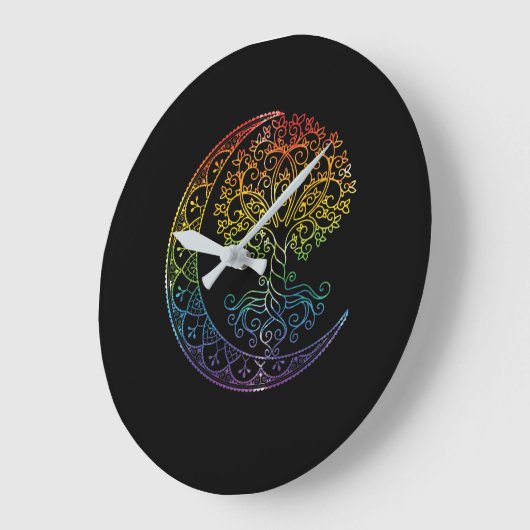 生命の木の三日月の位相マンダラヨガギフト ラージ壁時計 (傾斜)