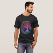 生命の木の三日月の位相マンダラヨガギフト Tシャツ (正面フル)