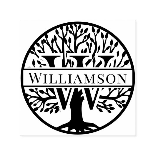 生命の木の名前イニシャル #1FR 太字 セルフインキングスタンプ (デザイン)