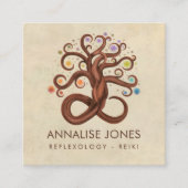 生命の木の渦巻き スクエア名刺 (正面)