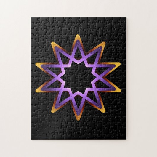 生命の木の紫オレンジの星のシンボル ジグソーパズル (縦)