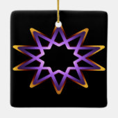 生命の木の紫オレンジの星のシンボル セラミックオーナメント (裏面)