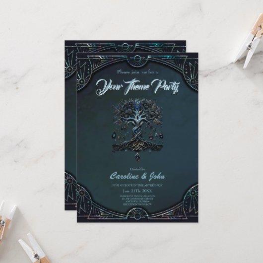 生命の木の輝き、魂の宝石 招待状 (正面/裏面インサイチュ)