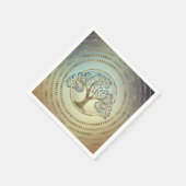 生命の木ゴールデンスパイラルと大理石 スタンダードカクテルナプキン (角)