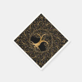 生命の木ゴールデンスパイラルと宝石 スタンダードカクテルナプキン (角)