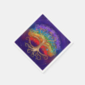 生命の木ゴールデンスワールと虹 スタンダードカクテルナプキン (角)