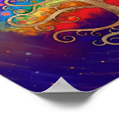 生命の木ゴールデンスワールと虹 ポスター (角)