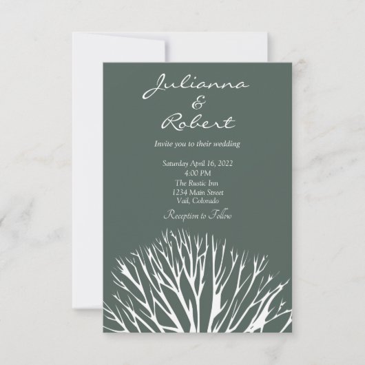 生命の木シンプル緑の地球結婚式招待状 招待状 (正面)