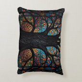 生命の木ステンドグラスのモザイクアート アクセントクッション (裏面(縦))