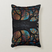 生命の木ステンドグラスのモザイクアート アクセントクッション (正面(垂直))