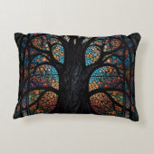 生命の木ステンドグラスのモザイクアート アクセントクッション (裏面)