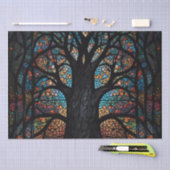 生命の木ステンドグラスのモザイクアート 薄葉紙 (クラフト)
