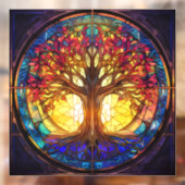 生命の木ステンドグラス窓にしがみつく ウィンドウサイン (シート2)