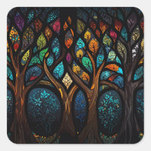 生命の木モザイク色の葉色のステンドグラス