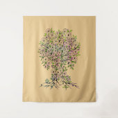 生命の木 – らせん状葉フルーツ1 タペストリー (正面)