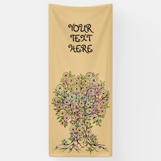 生命の木 – らせん状葉フルーツ1 横断幕 (縦)