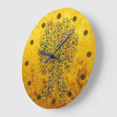 生命の木 – らせん状葉果物1 ラージ壁時計 (傾斜)