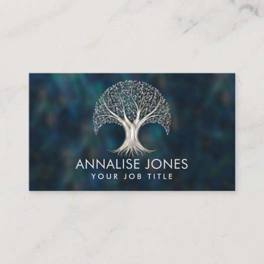 生命の木 – アワビのシェル上のヤグドラシル真珠 名刺 (正面)