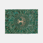 生命の木-イグドラシルとフターク-マラカイト フリースブランケット (正面(横))