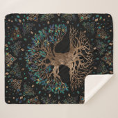 生命の木-イグドラシルゴールデンアンドマーブルオーナメント シェルパブランケット (正面(横))