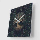 生命の木-イグドラシル スクエア壁時計 (傾斜)