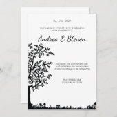 生命の木 ウェディング 招待状。木の枝 招待状 (正面/裏面)