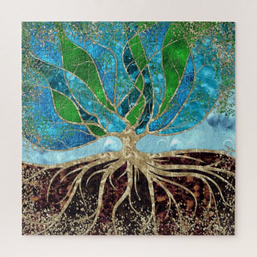 生命の木-ガラスと大理石 ジグソーパズル (縦)