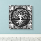 生命の木 – グレースケールジェムストーン キャンバスプリント (インサイチュ (ウッドフロア))