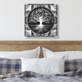 生命の木 – グレースケールジェムストーン キャンバスプリント (インサイチュ (寝室))