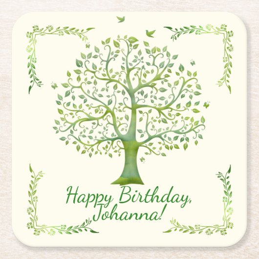 生命の木 スクエアペーパーコースター (正面)