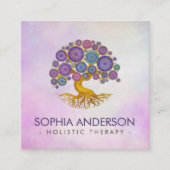 生命の木 – モザイクカラフルサークル スクエア名刺 (正面)