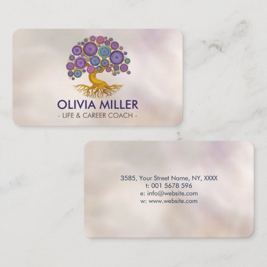 生命の木 – モザイクカラフルサークル 名刺 (正面/裏面)