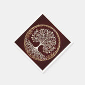 生命の木 ラスティック ダークレッド ケルト ウェディング スタンダードカクテルナプキン (角)