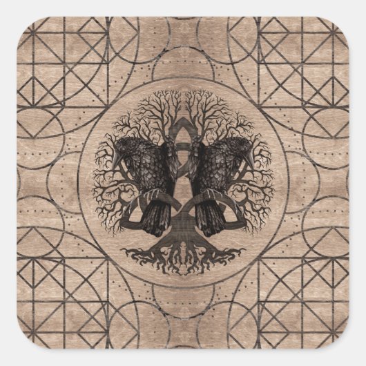 生命の木 – レイズの木のテクスチャ スクエアシール (正面)