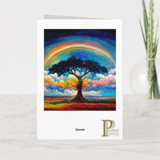 生命の木 レインボー 幸福 グリーティングカード/メモカード カード (裏面)