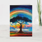 生命の木 レインボー 幸福 グリーティングカード/メモカード カード (正面)