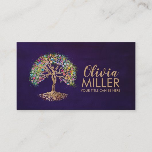 生命の木 – 女性のシルエット 名刺 (正面)