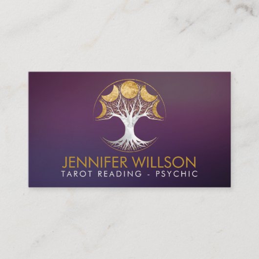 生命の木 – 月の位相 – 真珠と金ゴールド 名刺 (正面)