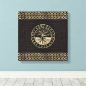 生命の木 – 木材のYggdrasilとルーン キャンバスプリント (インサイチュ (ウッドフロア))