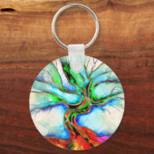 生命の木 – 水色、インクと金ゴールド キーホルダー (正面)
