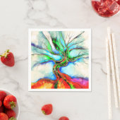 生命の木 – 水色、インクと金ゴールド スタンダードカクテルナプキン (インサイチュ)