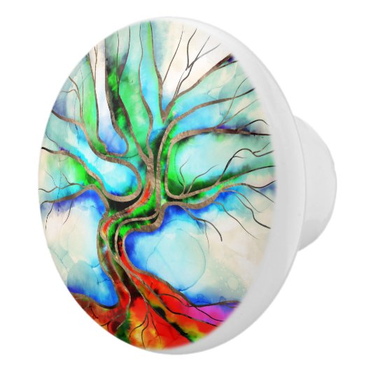 生命の木 – 水色、インクと金ゴールド セラミックノブ (右)