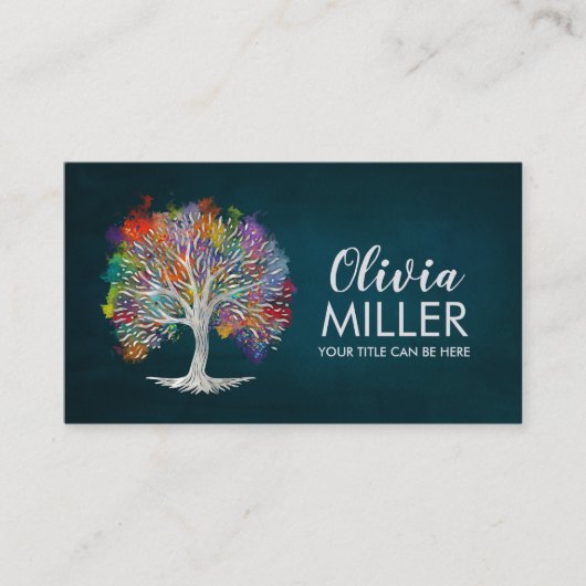 生命の木 – 水色 名刺 (正面)
