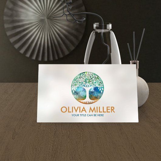 生命の木 – 水色 名刺
