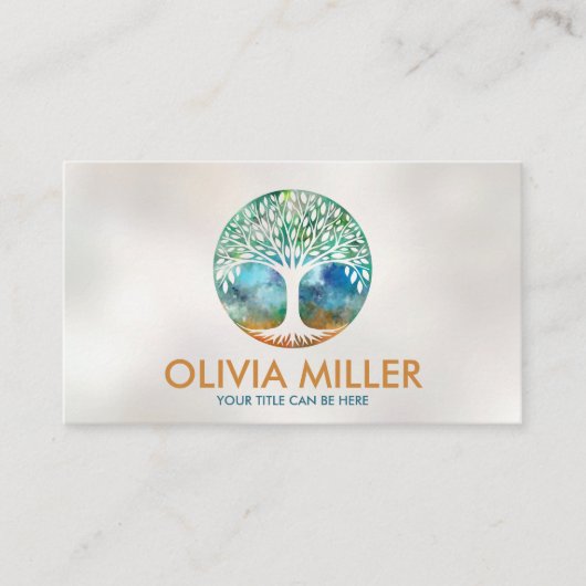生命の木 – 水色 名刺 (正面)