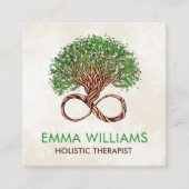 生命の木 – 無限 – 緑離れの スクエア名刺 (正面)