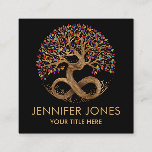 生命の木 – 無限 – 虹/チャクラ離れ スクエア名刺 (正面)