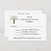 生命の木 現代のカントリーウェディング RSVP 返信 招待状 (正面/裏面)